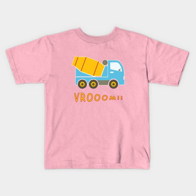 Cement mixer truck Kids T-Shirt by Gaspar Avila